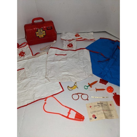 Antique 1940's Transogram Children's Play Nurse Kit Uniform Pretend Extra's Rare - Picture 1 of 12